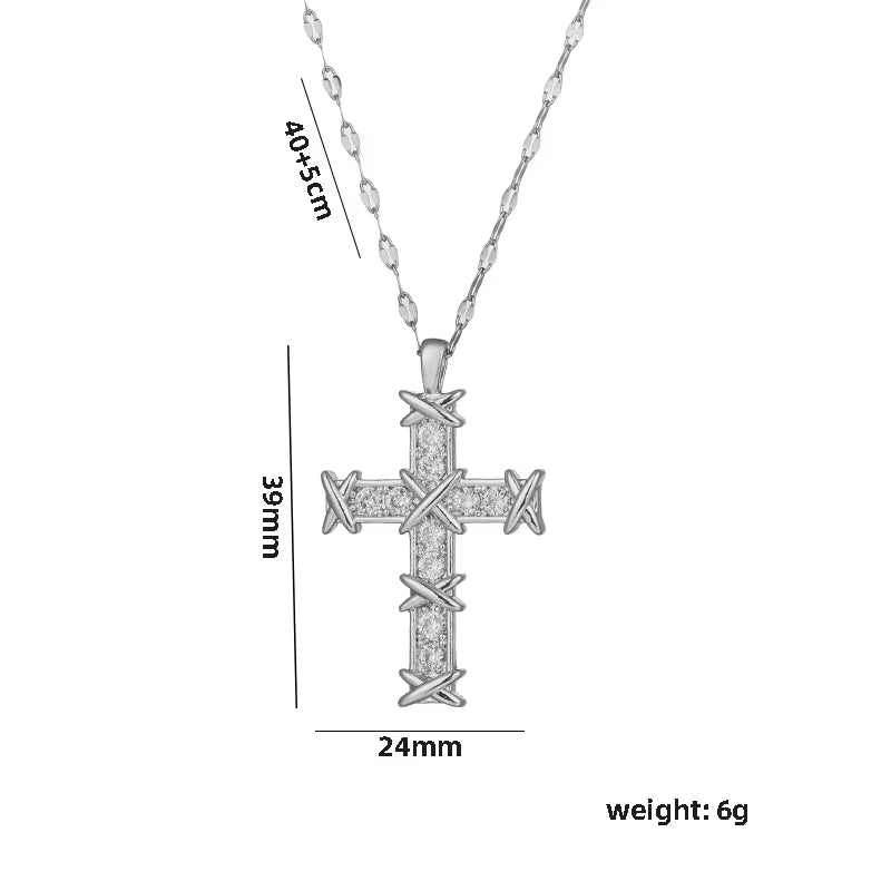 Vintage Cross Zircon Necklace – Faith Meets Timeless Elegance
