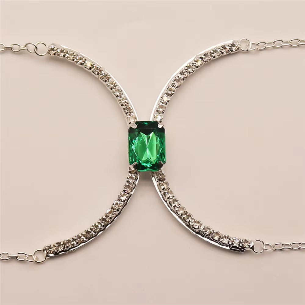 Luxury Spark – Sexy Rhinestone Body Chain with Square Zircon Chest Accent