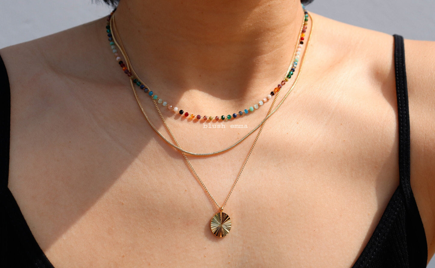 Rainbow Gemstone Beaded Necklace – a Dainty Touch of Color and Charm
