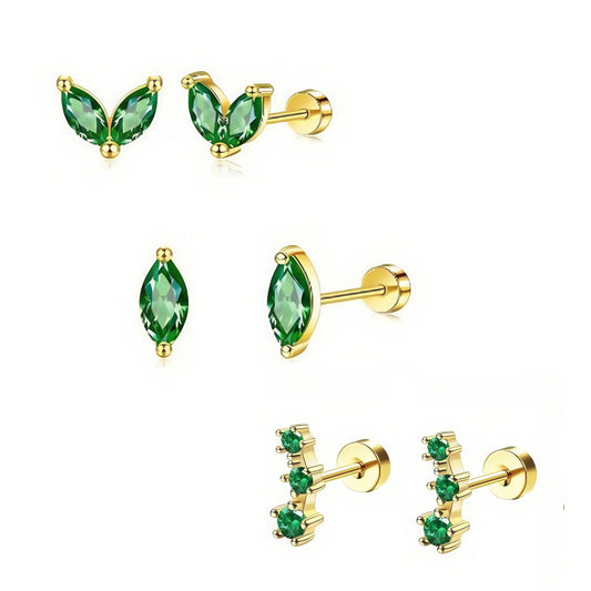 Crystal Dusk Mini Stud Set – Elegant Sparkle for Every Piercing