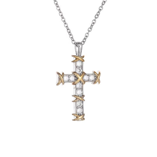 Vintage Cross Zircon Necklace – Faith Meets Timeless Elegance