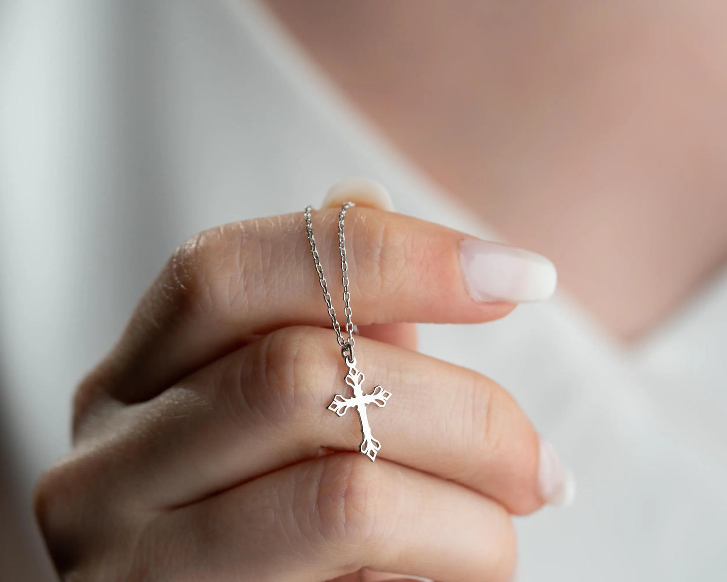 Grace & Glow Cross Necklace – Faith Wrapped in Pure Elegance